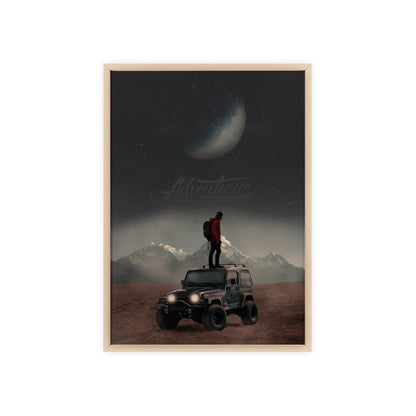 Adventure-Themed Poster with Wooden Frame – Perfect Wall Art for Outdoor Enthusiasts