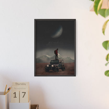 Adventure-Themed Poster with Wooden Frame – Perfect Wall Art for Outdoor Enthusiasts