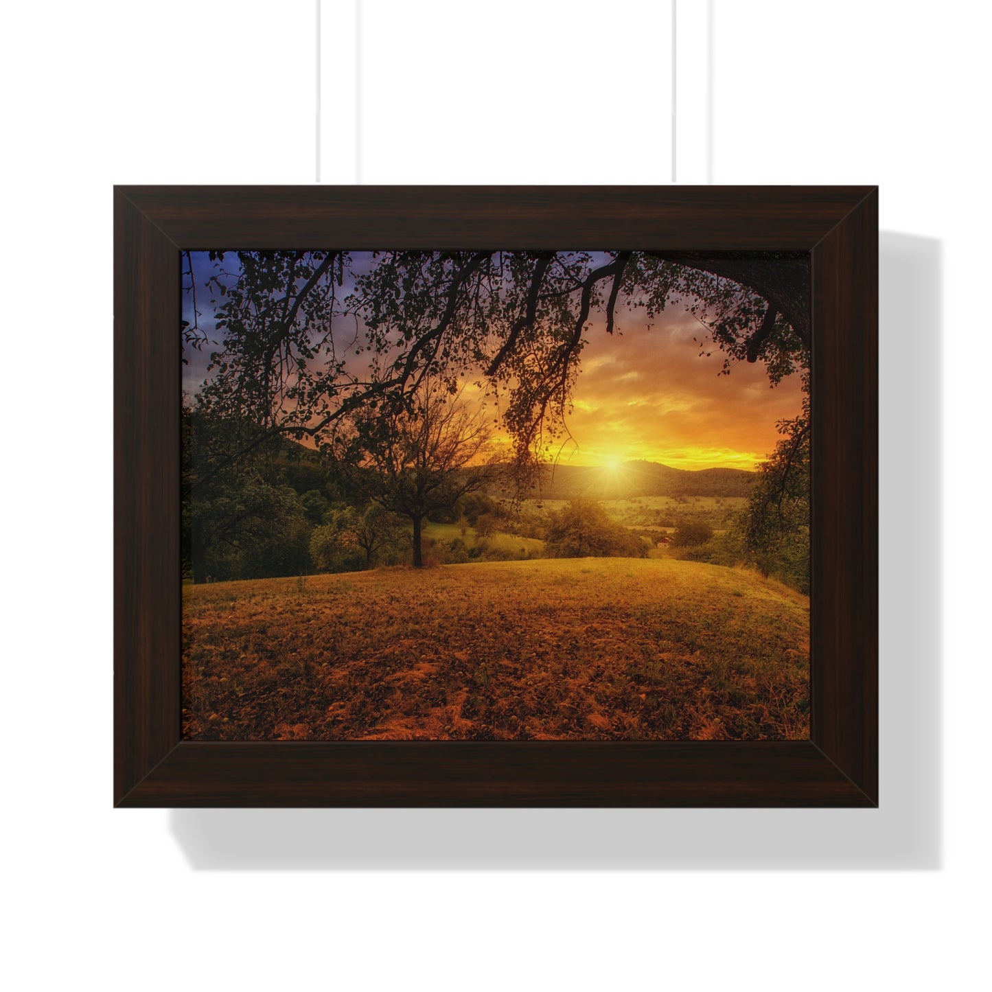 Sunset Landscape Framed Horizontal Poster - Scenic Wall Art for Home Decor