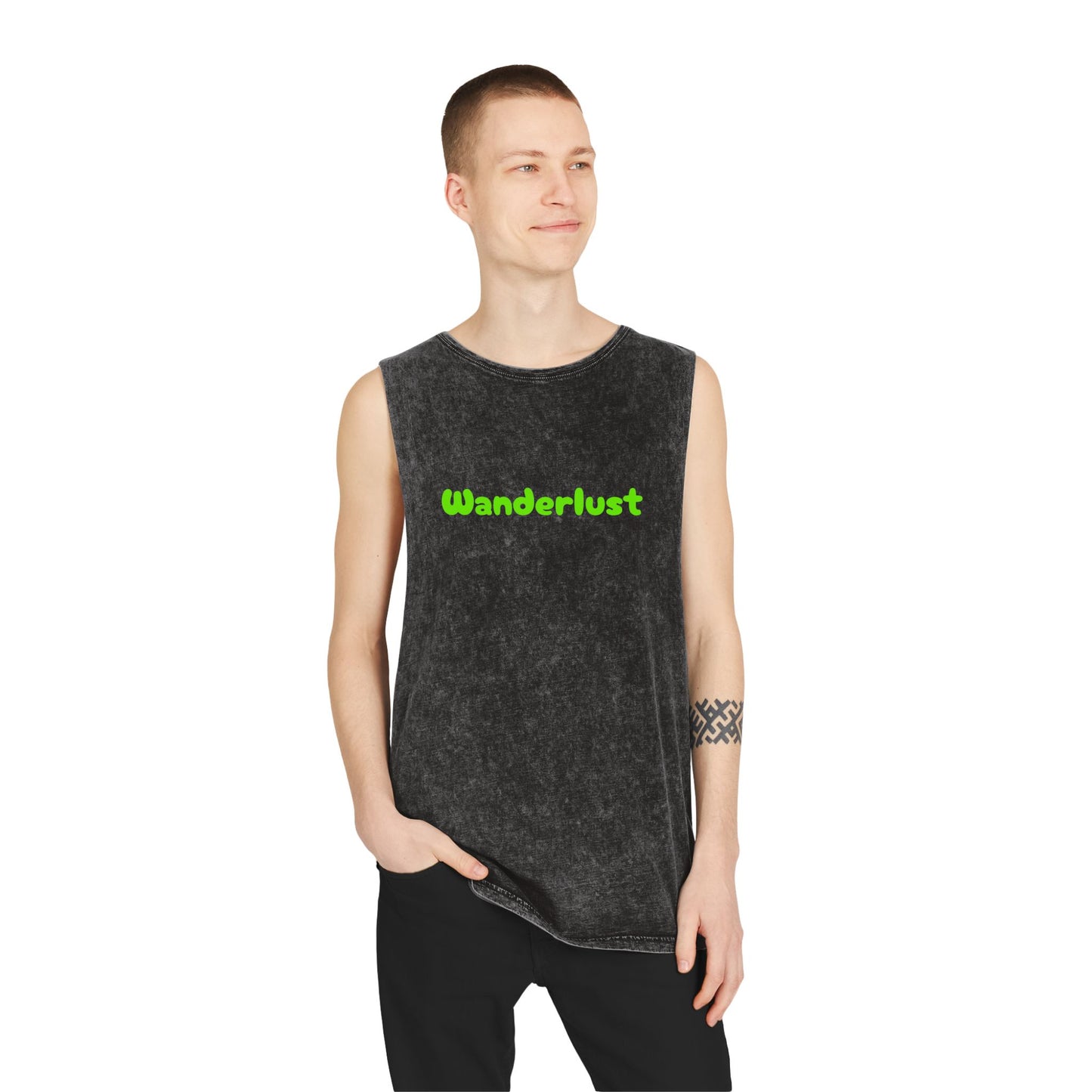 Unisex Stonewash wanderlust Tank Top