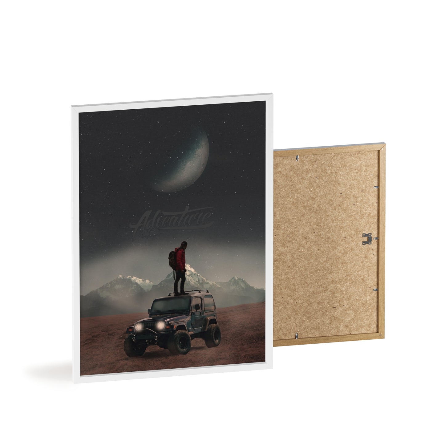 Adventure-Themed Poster with Wooden Frame – Perfect Wall Art for Outdoor Enthusiasts