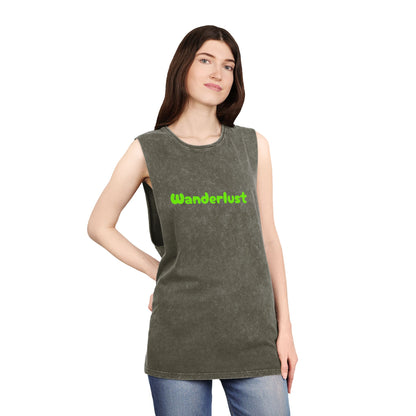 Unisex Stonewash wanderlust Tank Top