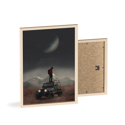 Adventure-Themed Poster with Wooden Frame – Perfect Wall Art for Outdoor Enthusiasts