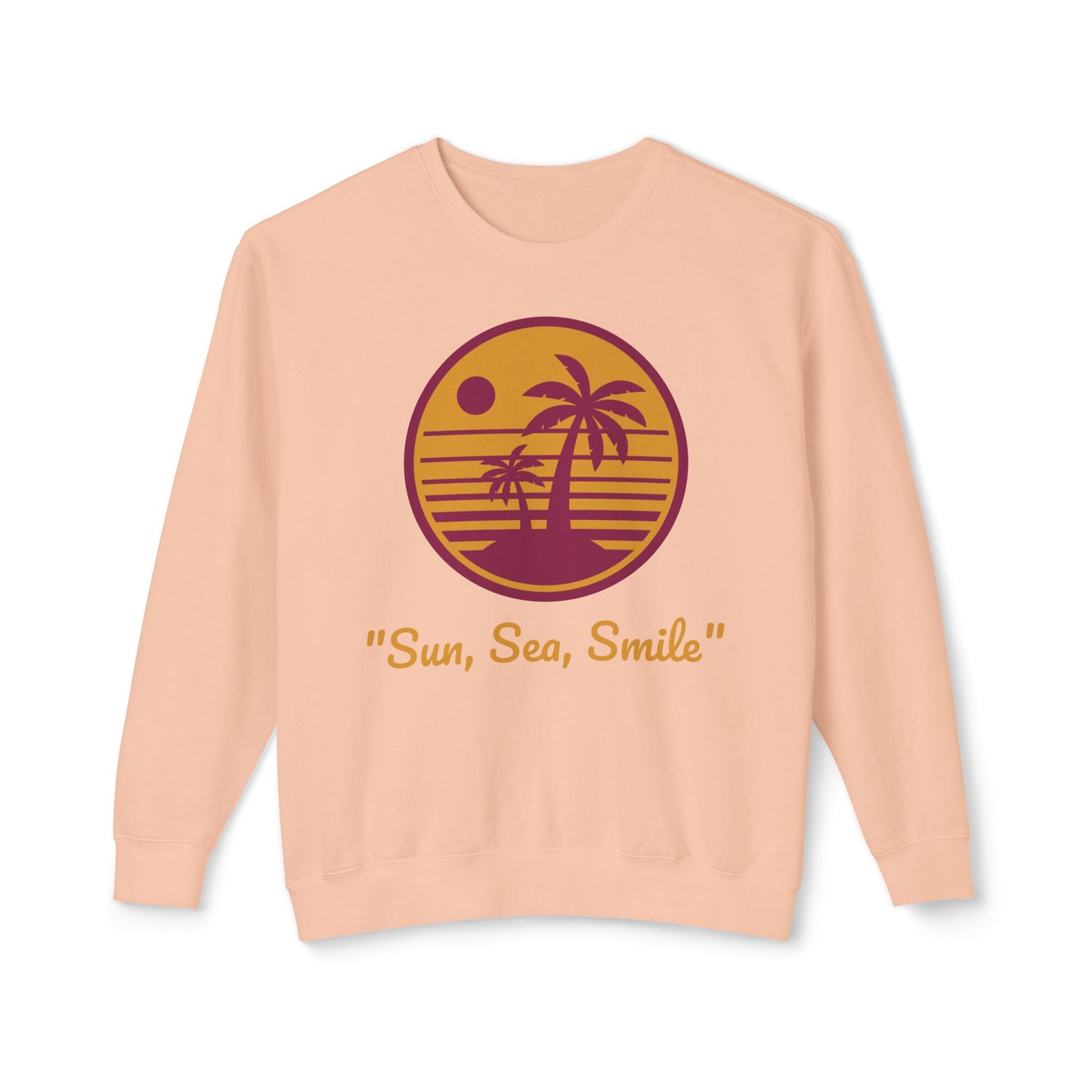 Unisex Lightweight Crewneck Sweatshirt - "Sun, Sea, Smile" Tropical Vibes