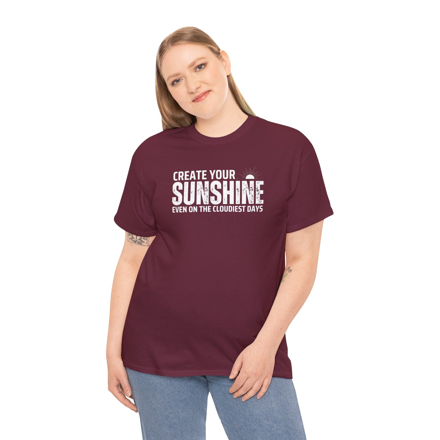 Create Your Sunshine Unisex Heavy Cotton Tee - Motivational Graphic T-Shirt