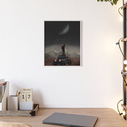 Adventure-Themed Poster with Wooden Frame – Perfect Wall Art for Outdoor Enthusiasts