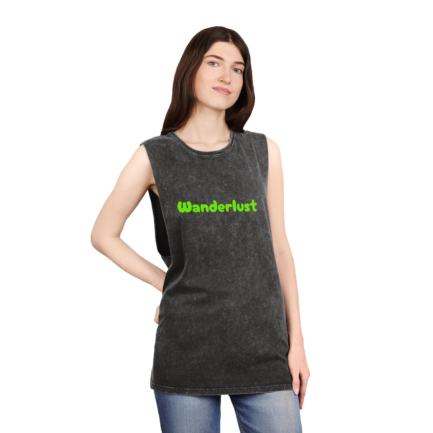 Unisex Stonewash wanderlust Tank Top