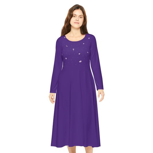 Enchanting Purple Long Sleeve Dance Dress for Women - Perfect for Recitals and Parties