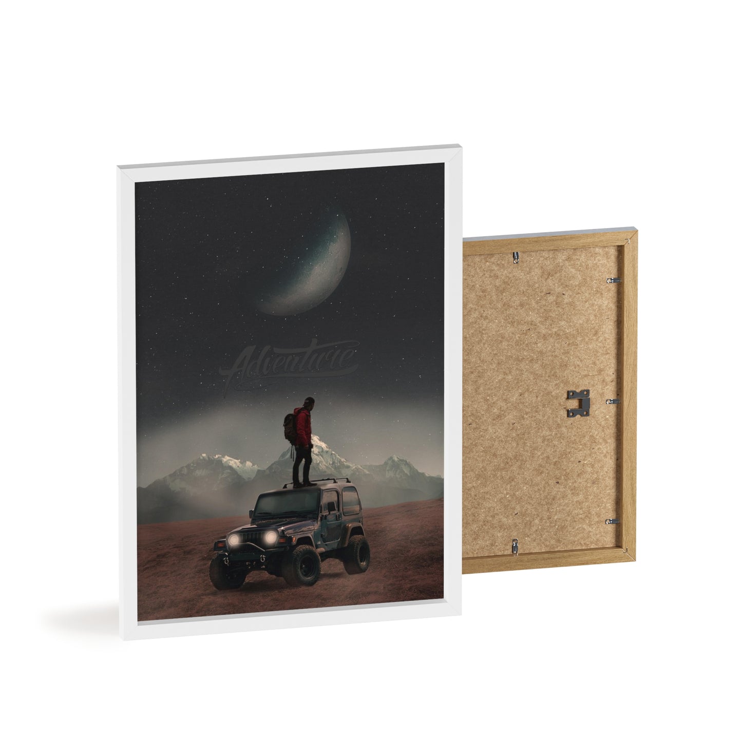 Adventure-Themed Poster with Wooden Frame – Perfect Wall Art for Outdoor Enthusiasts