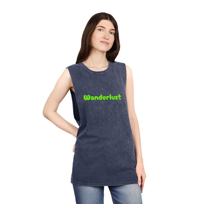 Unisex Stonewash wanderlust Tank Top