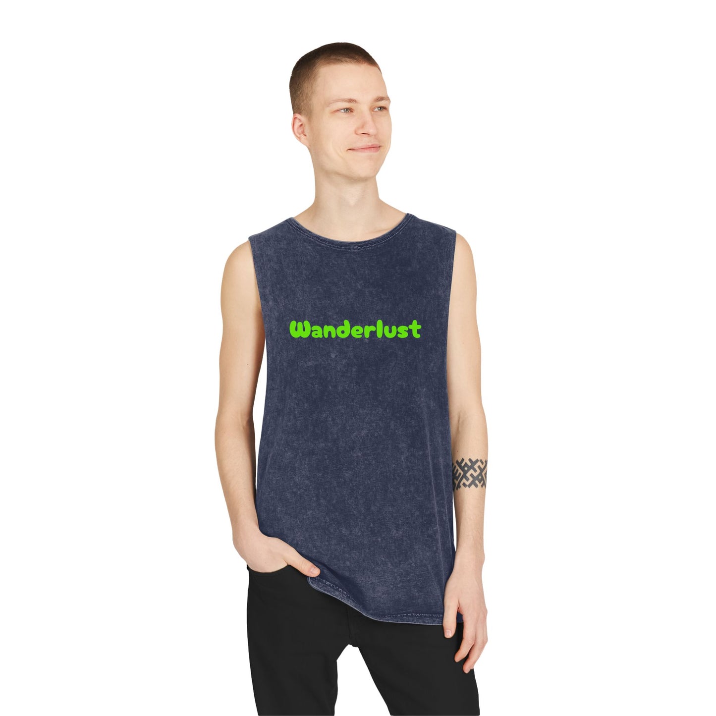 Unisex Stonewash wanderlust Tank Top