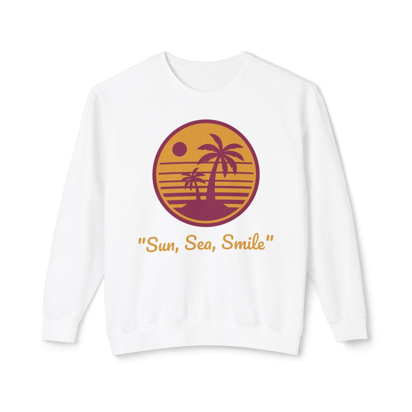 Unisex Lightweight Crewneck Sweatshirt - "Sun, Sea, Smile" Tropical Vibes