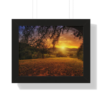 Sunset Landscape Framed Horizontal Poster - Scenic Wall Art for Home Decor