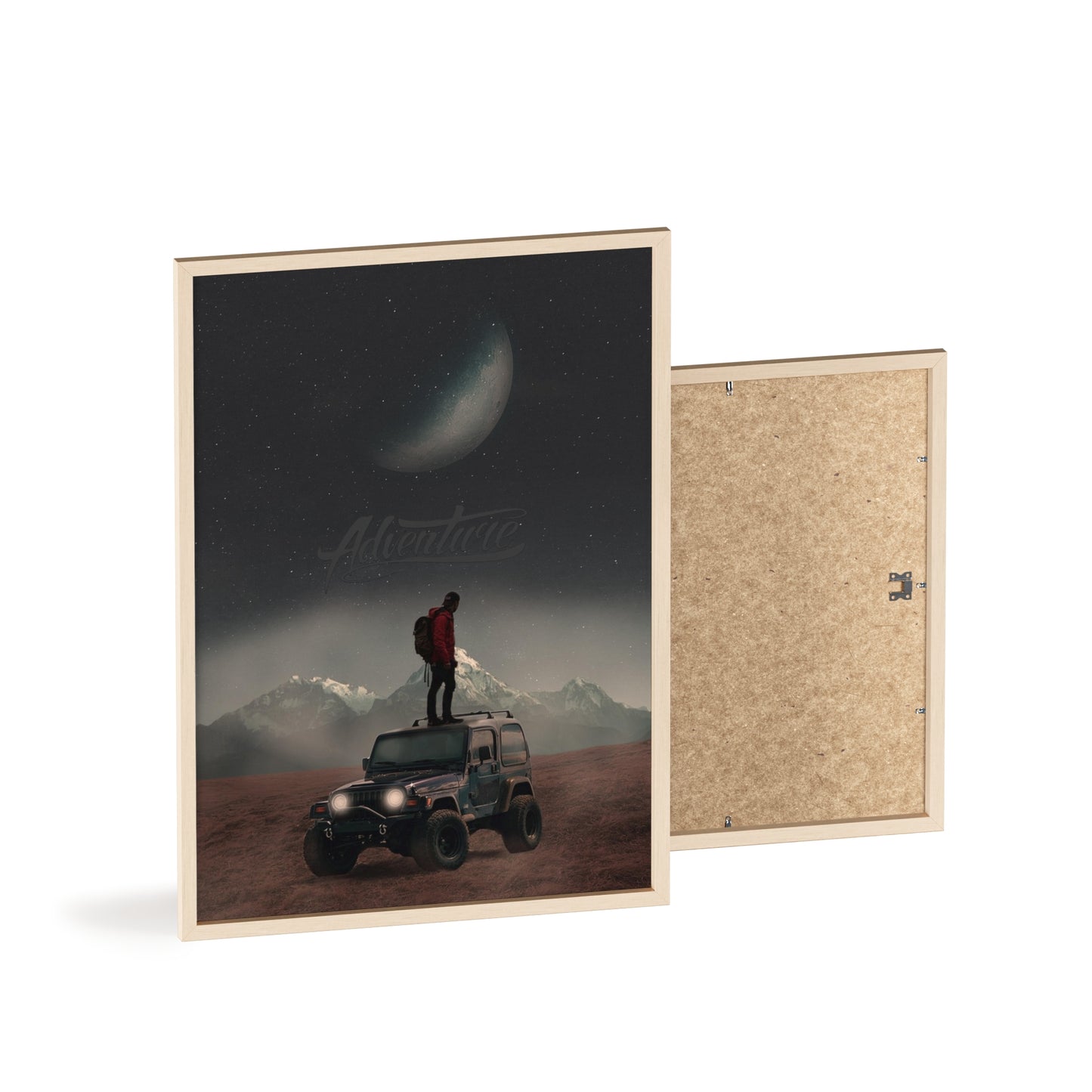 Adventure-Themed Poster with Wooden Frame – Perfect Wall Art for Outdoor Enthusiasts