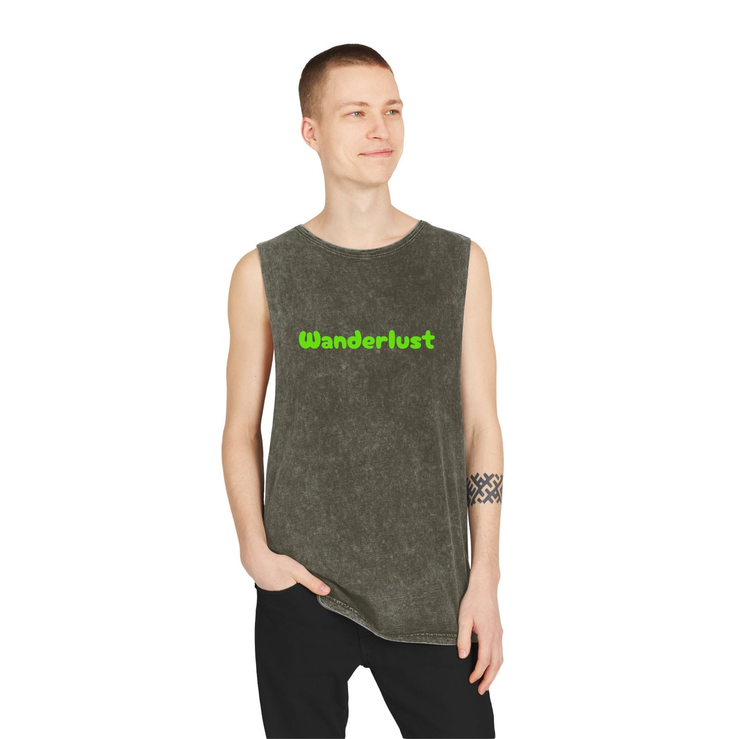 Unisex Stonewash wanderlust Tank Top