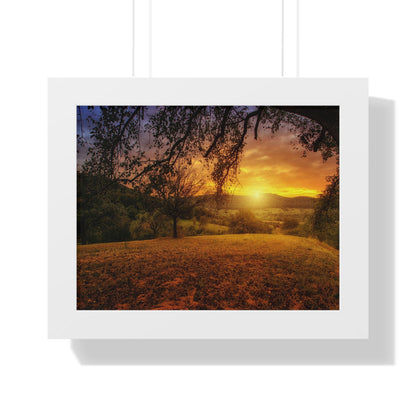 Sunset Landscape Framed Horizontal Poster - Scenic Wall Art for Home Decor